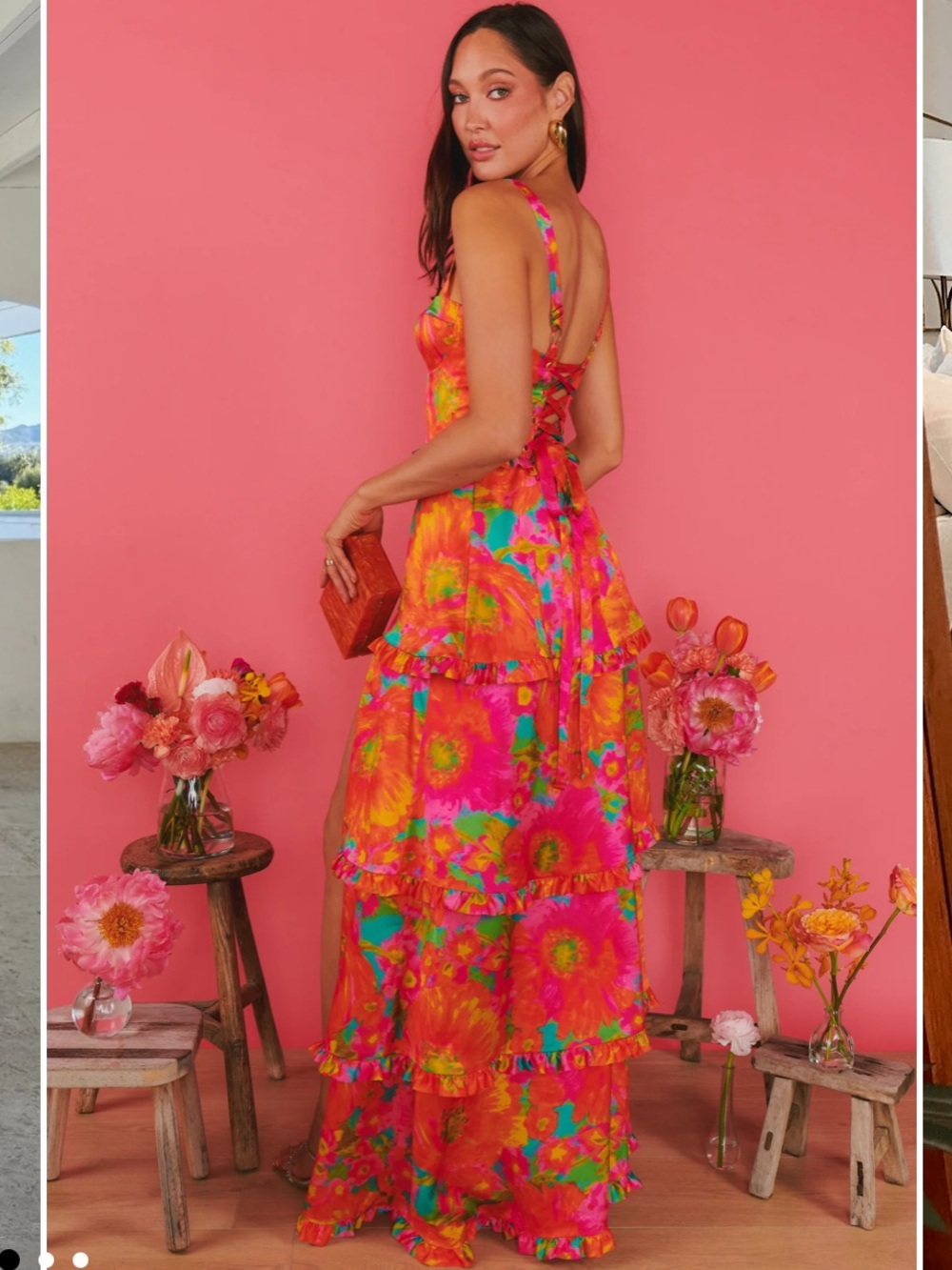Show Me Your MuMu Lady Corset Maxi Dress — Hot Pink & Orange Floral - Picture 5 of 12